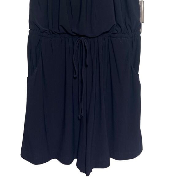 Emma & Michele Size Medium Navy Blue Sleeveless Romper Blouson Easy Care - Picture 4 of 11